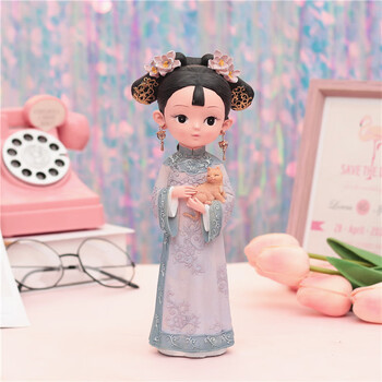 元易乐故宫俏人偶娃娃古代中国风小礼物北京纪念品手工绢人玩偶摆件