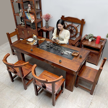 大板茶桌 老板办公桌 老船木茶桌椅组合实木大板功夫茶台茶具套装一体