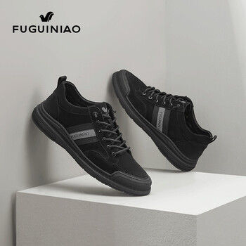 富贵鸟男鞋时尚百搭男士休闲鞋男舒适透气鞋子男fg01120126黑色40