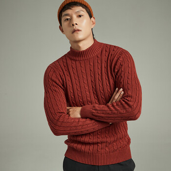 装冬季毛衣特大码男装秋情侣半高领男士中领针织衫外套大码砖红色xl