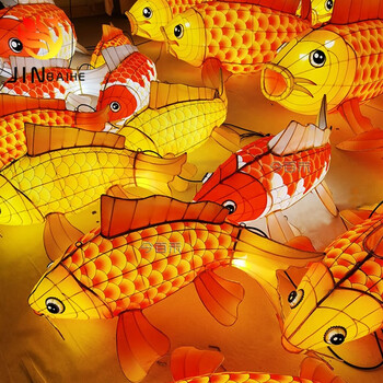 非遗锦鲤鱼灯笼鱼形吊灯大型中秋庆餐厅商场公园花灯彩灯装饰 80cm
