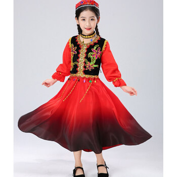 珀松儿童新疆舞蹈服回族服饰哈萨克56个民族衣服男童维吾尔族演出服装