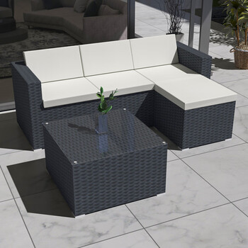 狄 户外藤编沙发防晒防水组合客厅庭院室外藤制藤艺编织家具三人藤椅