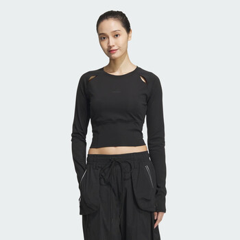 阿迪达斯adidas运动上衣长袖t恤女装夏季新款轻运动jj1588黑色s