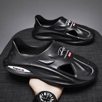 椰子洞洞鞋男夏季潮牌外穿包头拖鞋运动防滑沙滩凉鞋家用凉拖 黑色