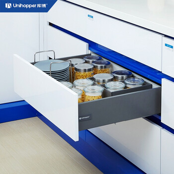 unihopper库博五金骑马抽屉轨道高帮阻尼缓冲三节托底轨定制抽屉魔力