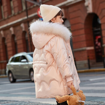 外套女装2022新款中大童十岁小女孩衣服洋气毛毛领保暖白鸭绒羽绒外套