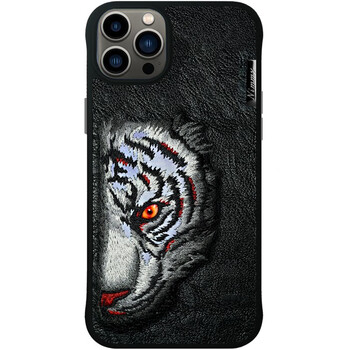苹果iphone14promax手机壳皮质刺绣13px猛兽狮虎鹰狼豹霸气保护壳