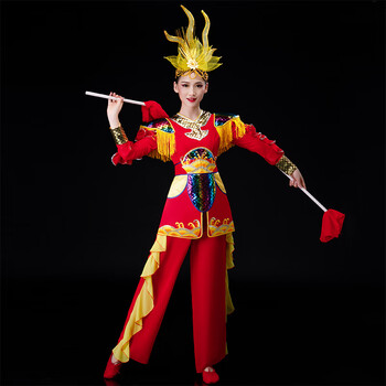 威风锣鼓服装打鼓服演出服中国风腰鼓扭秧歌的衣服大鼓表演服装演出服