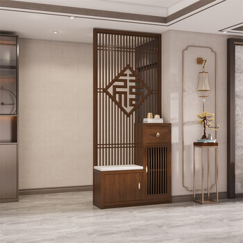 虎雀huque虎雀huque新中式实木鞋柜换鞋凳家用进门入户玄关高低柜客厅