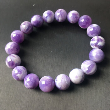 新品奶昔色紫玉晶手链玉化紫水晶手串水晶彩宝 紫玉晶手链9mm