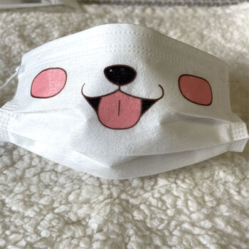 ukmr新品口罩可爱稀奇古怪搞笑版笑脸吐舌小狗嘴印花口罩家用可爱萌