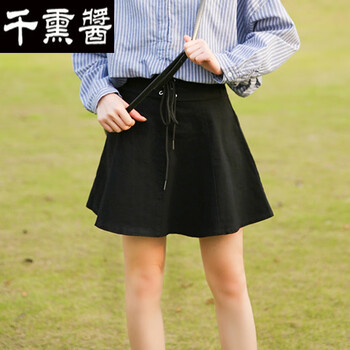千熏酱好看哒显腿长显高的2022春新款小清新学院风系带伞裙高腰a字