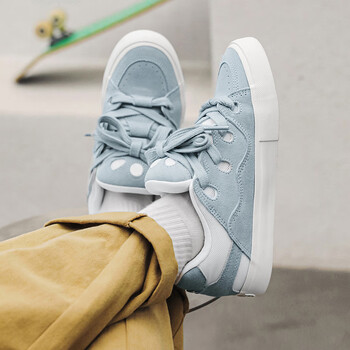 顽刻2023春季新款国潮面包鞋子男情侣休闲男鞋运动板鞋男x100 冰蓝 35