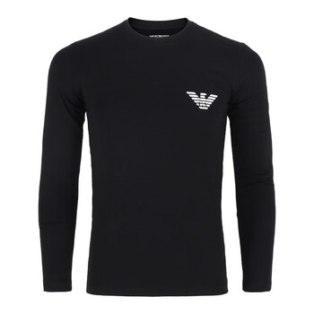 emporioarmani阿玛尼男士鹰标印花圆领长袖内衣t恤黑色l