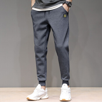 圆裤业休闲裤男春季九分裤男裤印花束脚运动休闲男裤小脚宽松裤子男装