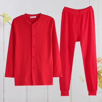 秋衣秋裤棉毛衫红色开衫女保暖内衣套装套装男0011100建议100到120斤