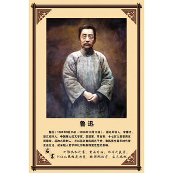 科学家装饰画伟人画像科学家海报教室装饰励志简介画像mrmy112鲁迅30x