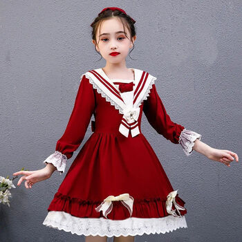 女童连衣裙春秋装新款4-16岁儿童公主裙洛丽塔洋气百搭蝴蝶结长袖女孩