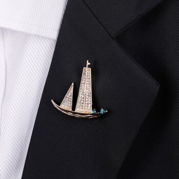 gde一帆风顺男士胸针男款帆船胸花商务西装休闲外套西服衬衫领带别针