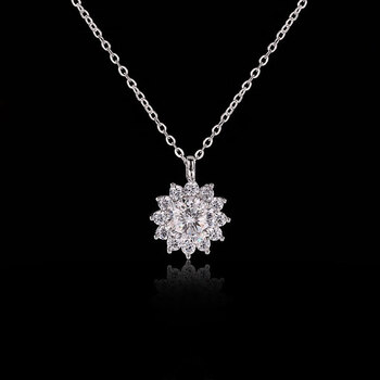 bovradeh通体s925项链一克拉莫桑钻太阳花饰品女款时尚简约百搭吊坠