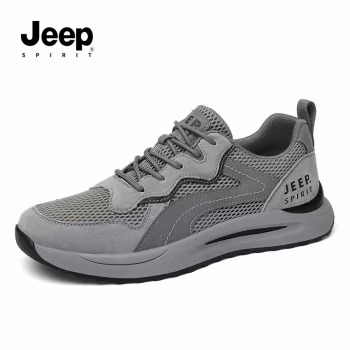 

JEEP SPIRIT吉普男鞋低帮户外运动跑步鞋子男网面透气休闲鞋 036 灰色 42 