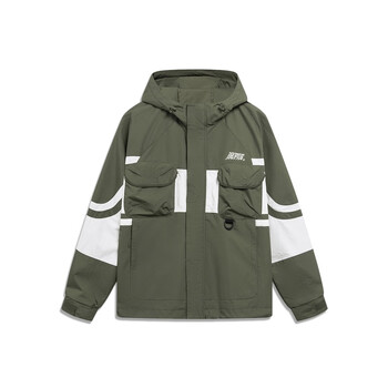 李宁lining风衣男2023春新款反伍badfive篮球系列连帽外套afdt055军帆