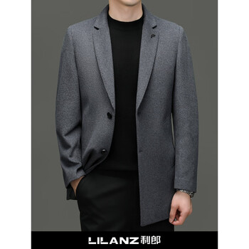 皇家利郎lilanz男装羊绒外套中长款羊毛大衣男修身风衣商务休闲西装