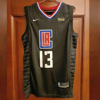 toph快船队2号伦纳德球衣13号保罗乔治刺绣复古75周年 保罗乔治黑色