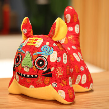 定制布老虎传统民间工艺生肖娃娃玩偶虎年吉祥物公仔毛绒玩具花布开运