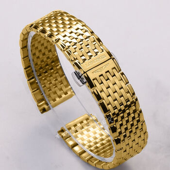 适用浪琴嘉岚系列表带男女款表链钢带手表配件原装原厂金属实心精钢