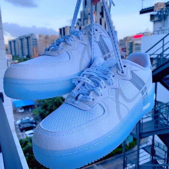 [] 空军 react af1骨白冰蓝空军一号低帮男女板鞋纯元 ct1020-100 40.