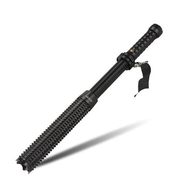 安达通 防爆棍 加长防暴棍强光手电超远射程安保防爆器材 伸缩狼牙棒手电筒+电池槽