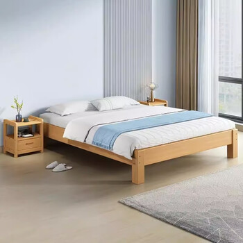 溥畔榻榻米无床头榉木纯木床家用北欧简约现代单人床家用小户型进口