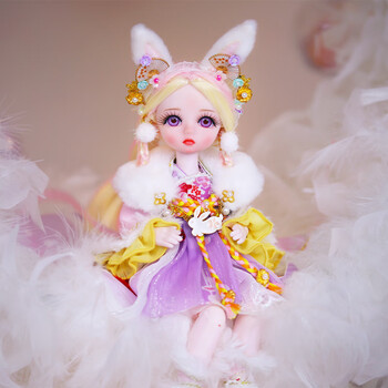 玩名堂30厘米小天使白玉兔bjd洋娃娃sd人形玩偶女孩玩具娃娃礼物 白