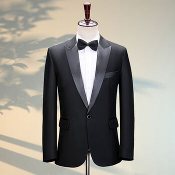 男士西装套装一整套外套新郎西服艺考音乐生大合唱演出 黑色戗驳领