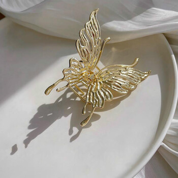 蝴蝶系列大抓夹液态金属高级感后脑勺女发饰金色蝴蝶结抓夹