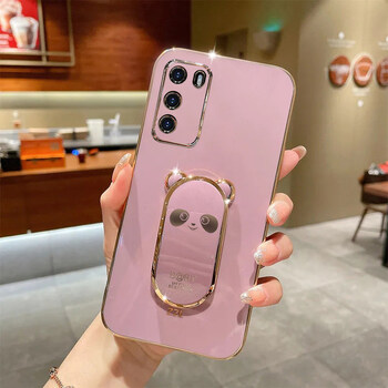 空氪适用于华为p40手机壳huawei直边电镀p40新款女生创意指环支架p40