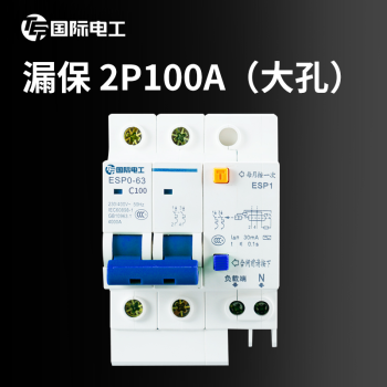 国际电工 漏电开关断路器y1c65n家用空开漏电保护器 漏保 2p100a(大孔