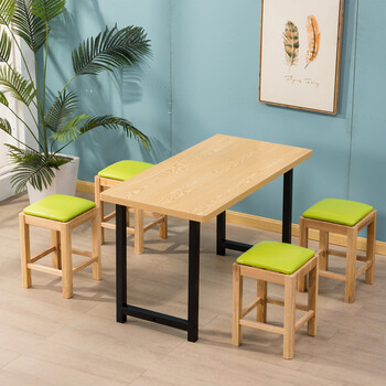 餐饮小吃店面馆米粉桌椅凳组合汉堡早餐奶茶饭店食堂长方形餐桌椅1桌2