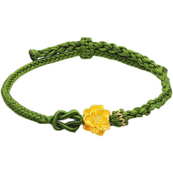 儒善缘黄金莲花手链女硬金足金999转运珠两世欢莲蓬花编织红足金榴莲