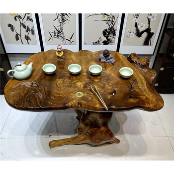 定制根雕茶台整体树根茶几泡茶桌办公室客厅茶海实木茶桌胡桃木根雕