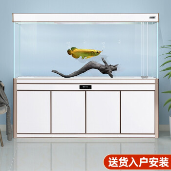 索一鱼缸水族箱客厅大型金晶超白玻璃生态智能家用底滤免换水白色靠墙