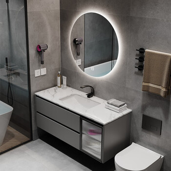 嘉虹 长虹玻璃 浴室柜 岩板陶瓷一体盆洗手盆卫生间洗脸盆柜组合 洗漱