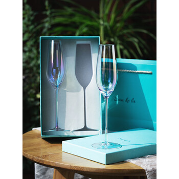 彩虹仙女高脚杯创意少女心红酒杯子个性女士香槟酒杯装饰酒杯摆件 蒂