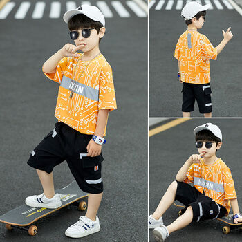 中童男装10岁小男孩子夏季服装小学生童装男夏款儿童夏装套装简约宽松