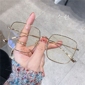 海伦凯勒素颜大框眼镜女韩版潮金属眼镜框ins风金色素颜神器