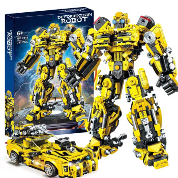 积木荣耀人物男孩可变形机器人金刚擎天汽车机甲拼装玩具 大黄蜂两种