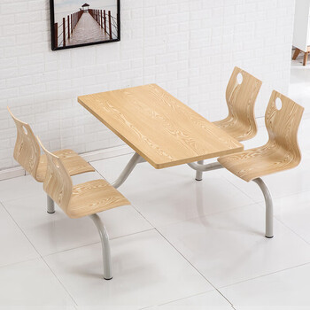 学校不锈钢单位食堂连体餐桌椅组合职工工厂员工餐桌4 人位可定制