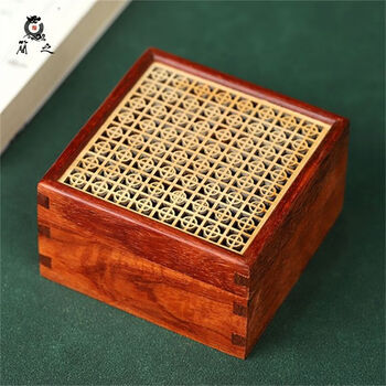 蒙萨俪卧香盒印度小叶紫檀木雕家用香薰盒复古中国风古风中式方形盒子
